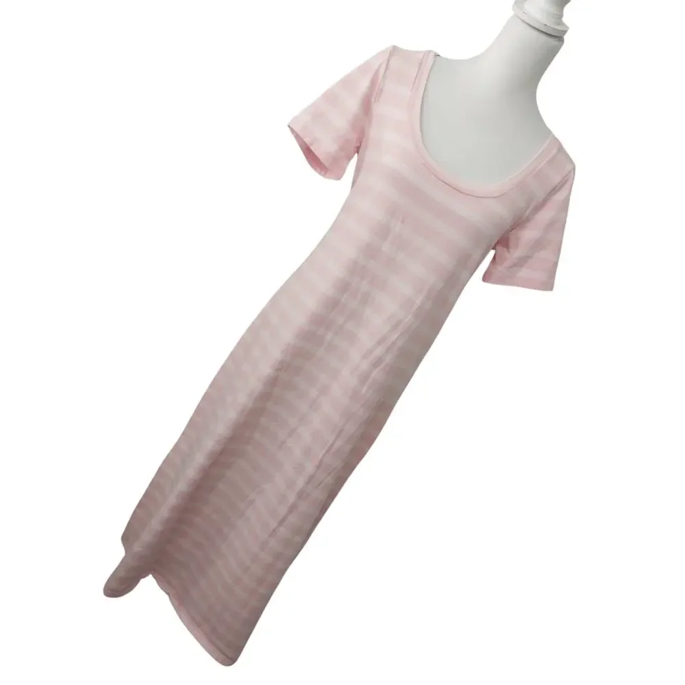 NWOT! J. CREW! TWO TONED PINK STRIPED 100% FINE KNIT COTTON SHIRT DRESS! SZ M